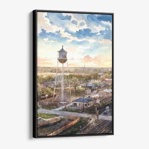 01 - Framed Celina Texas Watercolor Canvas Print - Vertical - Main.jpg