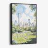 01 - Framed Central Park New York Watercolor Canvas Print - Vertical - Main.jpg