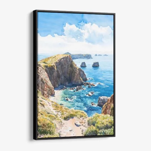 01 - Framed Channel Islands National Park Watercolor Canvas Print - Vertical - Main.jpg