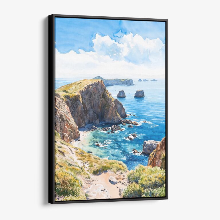 01 - Framed Channel Islands National Park Watercolor Canvas Print - Vertical - Main.jpg