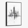 01 - Framed Chicago Pencil Art Canvas Print - Vertical - Main.jpg