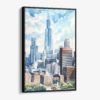 01 - Framed Chicago Willis Tower Watercolor Canvas Print - Vertical - Main.jpg