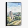 01 - Framed Clifton Bridge Bristol Watercolor Canvas Print - Vertical - Main.jpg