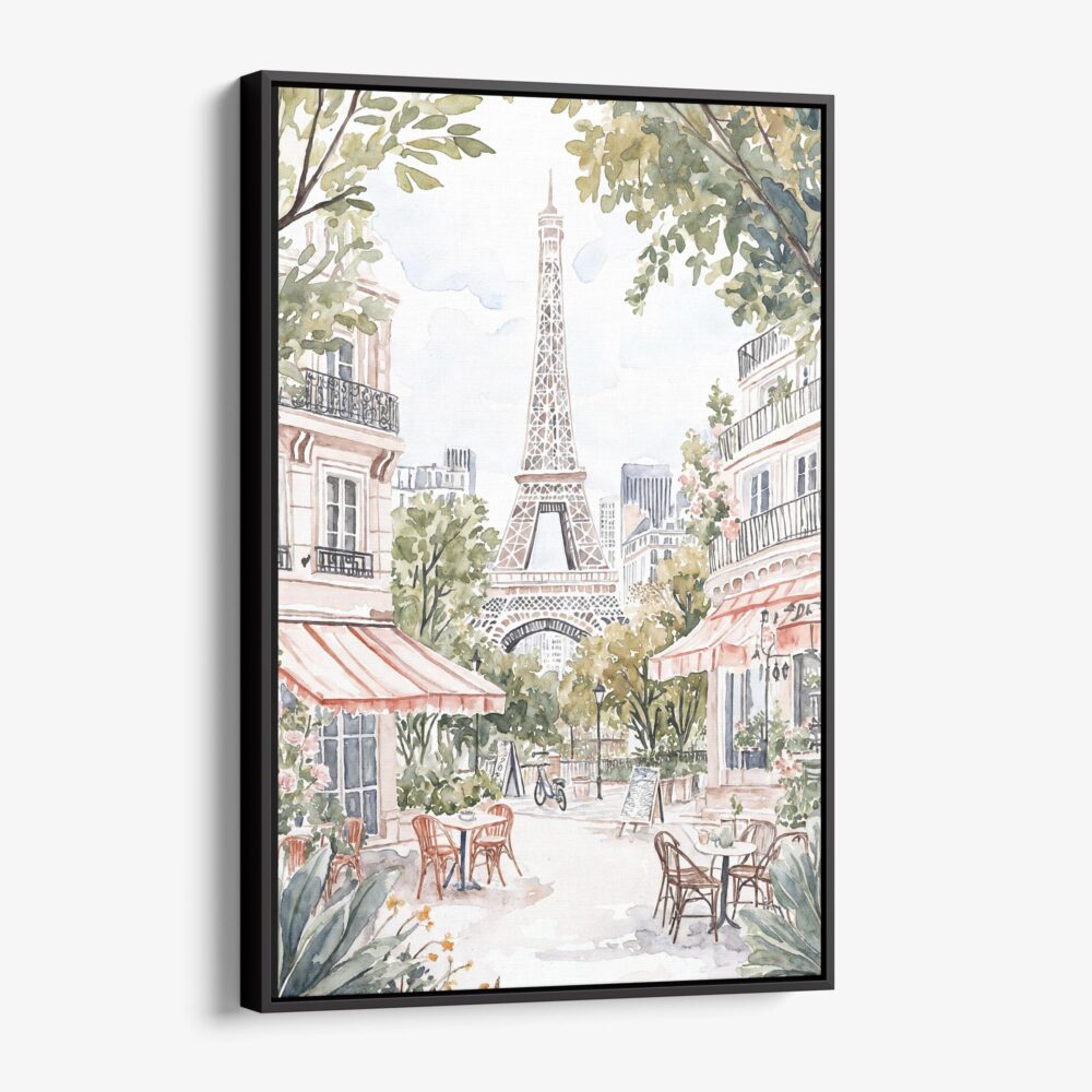 01 - Framed Cozy Paris Cafe Streetscene with Eiffel Tower Watercolor@2x Canvas Print - Vertical - Main.jpg 01 - Framed Cozy Paris Cafe Streetscene with Eiffel Tower Watercolor@2x Canvas Print - Vertical - Main.jpg