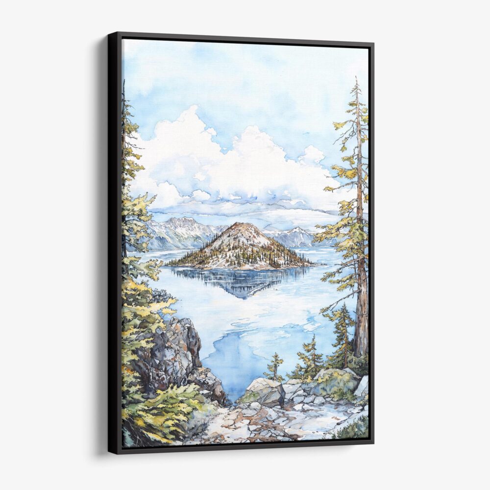 01 - Framed Crater Lake National Park Watercolor Canvas Print - Vertical - Main.jpg 01 - Framed Crater Lake National Park Watercolor Canvas Print - Vertical - Main.jpg