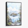 01 - Framed Crater Lake National Park Watercolor Canvas Print - Vertical - Main.jpg