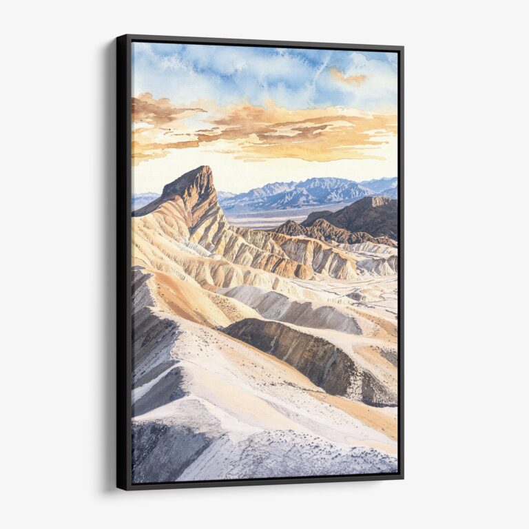 01 - Framed Death Valley National Park Watercolor Canvas Print - Vertical - Main.jpg