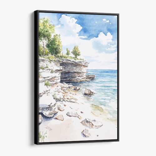 01 - Framed Door County Watercolor Canvas Print - Vertical - Main.jpg
