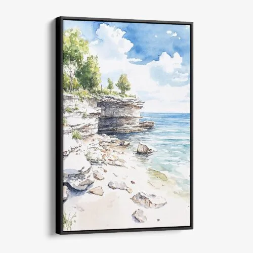 01 - Framed Door County Watercolor Canvas Print - Vertical - Main.jpg