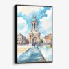 01 - Framed Dublin Trinity College Watercolor Canvas Print - Vertical - Main.jpg
