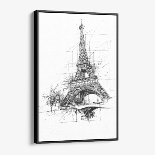 01 - Framed Eiffel Tower - Pencil Drawing Canvas Print - Vertical - Main.jpg