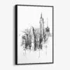01 - Framed Empire State Building - Pencil Drawing Canvas Print - Vertical - Main.jpg