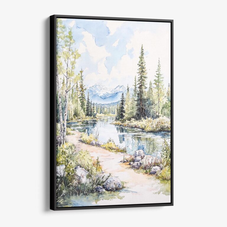 01 - Framed Fairbanks Alaska Watercolor Canvas Print - Vertical - Main.jpg