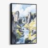 01 - Framed Fjadrargljufur Canyon Watercolor Canvas Print - Vertical - Main.jpg