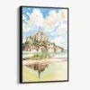01 - Framed France Mont Saint Michel Watercolor Canvas Print - Vertical - Main.jpg