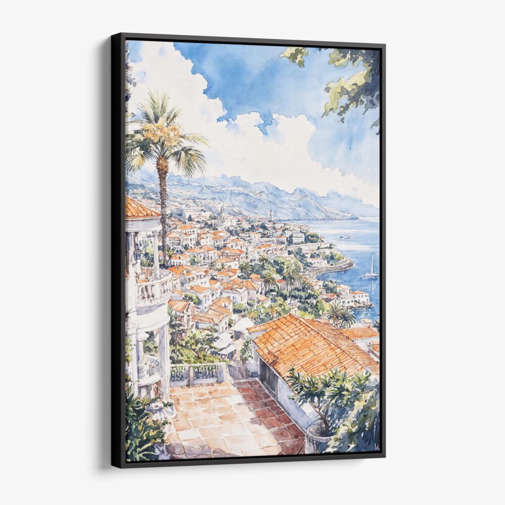 01 - Framed Funchal - Watercolor Canvas Print - Vertical - Main.jpg 01 - Framed Funchal - Watercolor Canvas Print - Vertical - Main.jpg