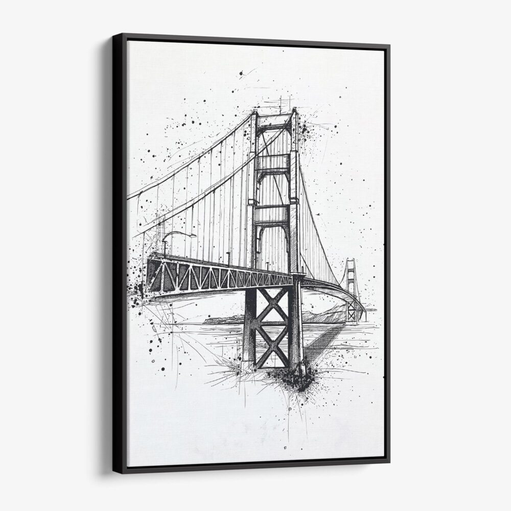 01 - Framed Golden Gate Bridge - Pencil Drawing Canvas Print - Vertical - Main.jpg 01 - Framed Golden Gate Bridge - Pencil Drawing Canvas Print - Vertical - Main.jpg