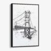 01 - Framed Golden Gate Bridge - Pencil Drawing Canvas Print - Vertical - Main.jpg