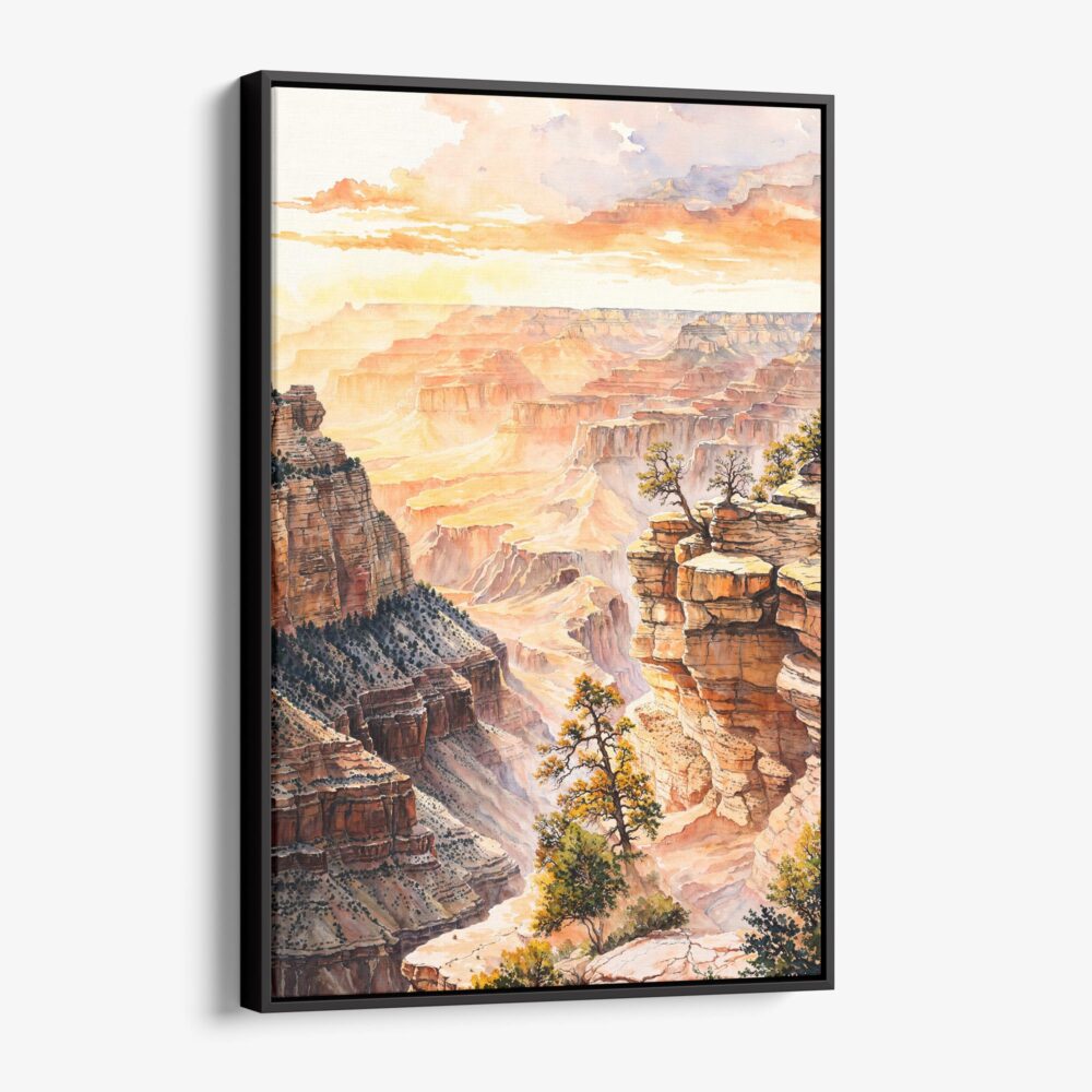 01 - Framed Grand Canyon - Watercolor Canvas Print - Vertical - Main.jpg