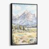 01 - Framed Grand Teton Watercolor Canvas Print - Vertical - Main.jpg