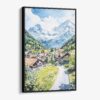 01 - Framed Grindelwald Switzerland Watercolor Canvas Print - Vertical - Main.jpg