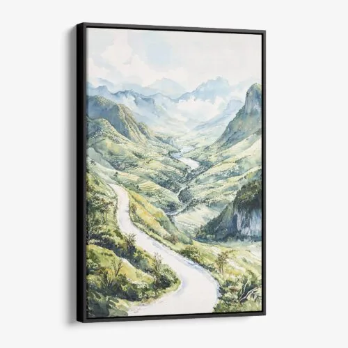 01 - Framed Ha Giang Vietnam Watercolor Canvas Print - Vertical - Main.jpg