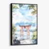 01 - Framed Hakone Gate Watercolor Canvas Print - Vertical - Main.jpg