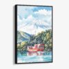 01 - Framed Hakone with Mount Fuji Watercolor Canvas Print - Vertical - Main.jpg