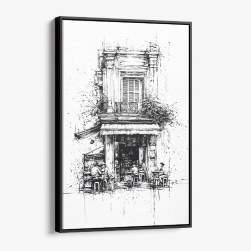 01 - Framed Hanoi Old Quarter - Pencil Art - Vertical Canvas Print - Vertical - Main.jpg