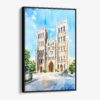 01 - Framed Hanoi St Josephs Cathedral Watercolor Canvas Print - Vertical - Main.jpg