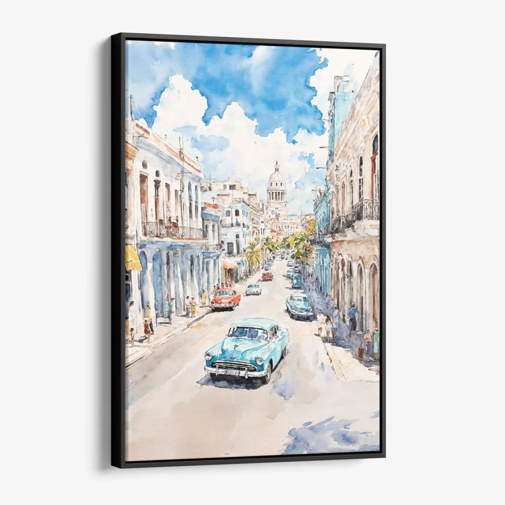 01 - Framed Havana Cuba Watercolor Canvas Print - Vertical - Main.jpg 01 - Framed Havana Cuba Watercolor Canvas Print - Vertical - Main.jpg