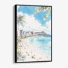 01 - Framed Hawaii - Honolulu - Watercolor Canvas Print - Vertical - Main.jpg