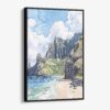01 - Framed Hawaii - Nā Pali Watercolor Canvas Print - Vertical - Main.jpg