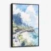 01 - Framed Hawaii - Napali - Watercolor Canvas Print - Vertical - Main.jpg
