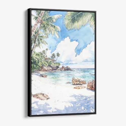 01 - Framed Hawaii - Watercolor Canvas Print - Vertical - Main.jpg