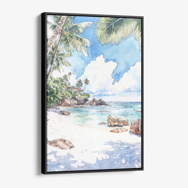 01 - Framed Hawaii - Watercolor Canvas Print - Vertical - Main.jpg