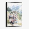01 - Framed Hmong People in Sapa Vietnam Watercolor Canvas Print - Vertical - Main.jpg