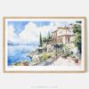 01 - Framed House by Lake Garda Watercolor - Horizontal Art Print - Main.jpg