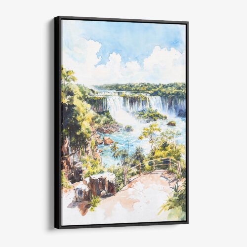 01 - Framed Iguazu Falls watercolor Canvas Print - Vertical - Main.jpg