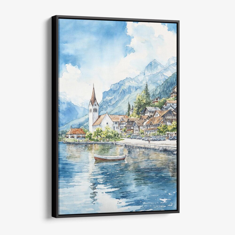 01 - Framed Interlaken Watercolor Canvas Print - Vertical - Main.jpg