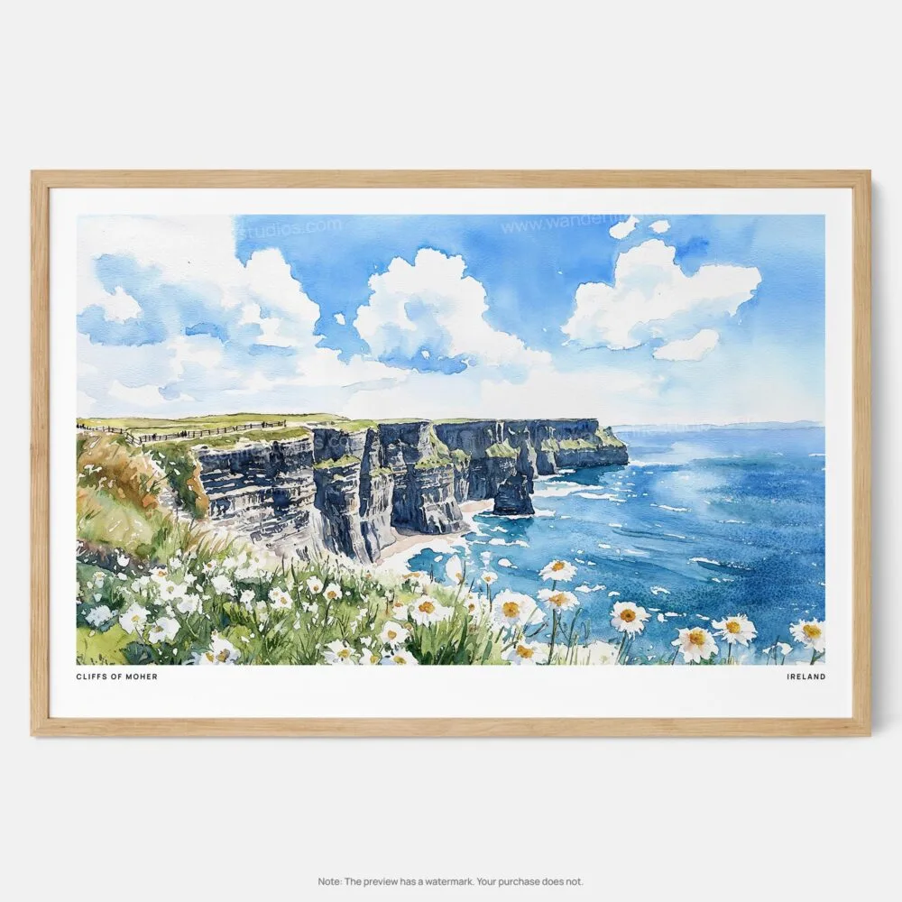 01 - Framed Ireland - Cliffs of Moher - Horizontal Watercolor Art Print - Main.jpg 01 - Framed Ireland - Cliffs of Moher - Horizontal Watercolor Art Print - Main.jpg