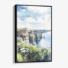 01 - Framed Ireland - Cliffs of Moher - Watercolor Canvas Print - Vertical - Main.jpg