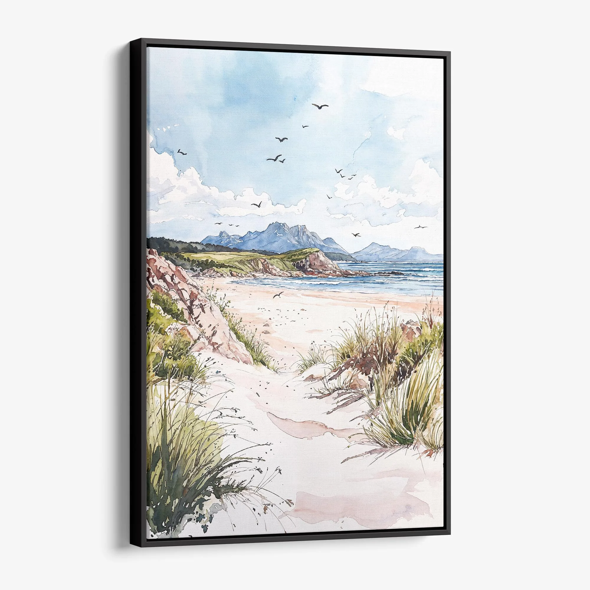 Donegal Watercolor Canvas Print – Irish Coastal Landscape Wall Art