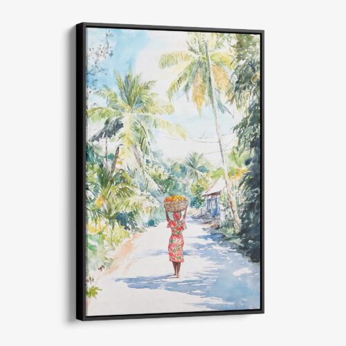 01 - Framed Jamaica Watercolor Canvas Print - Vertical - Main.jpg