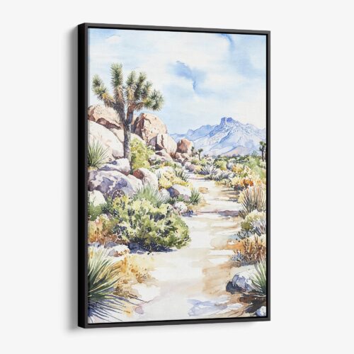 01 - Framed Joshua Tree Watercolor Canvas Print - Vertical - Main.jpg
