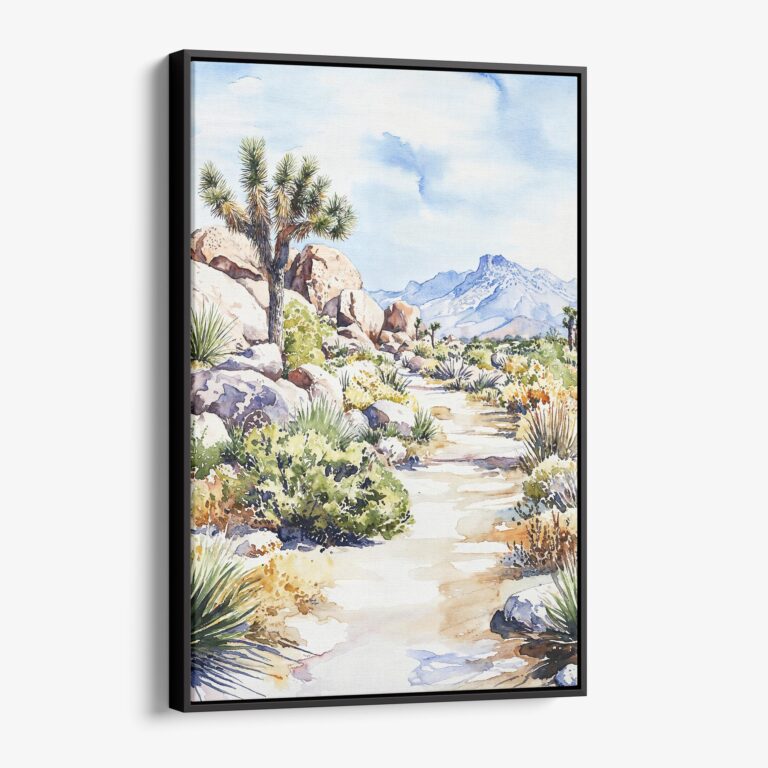 01 - Framed Joshua Tree Watercolor Canvas Print - Vertical - Main.jpg