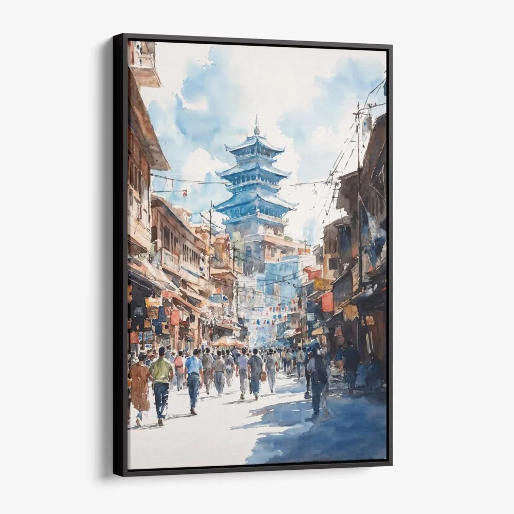 01 - Framed Kathmandu Nepal Watercolor Canvas Print - Vertical - Main.jpg 01 - Framed Kathmandu Nepal Watercolor Canvas Print - Vertical - Main.jpg