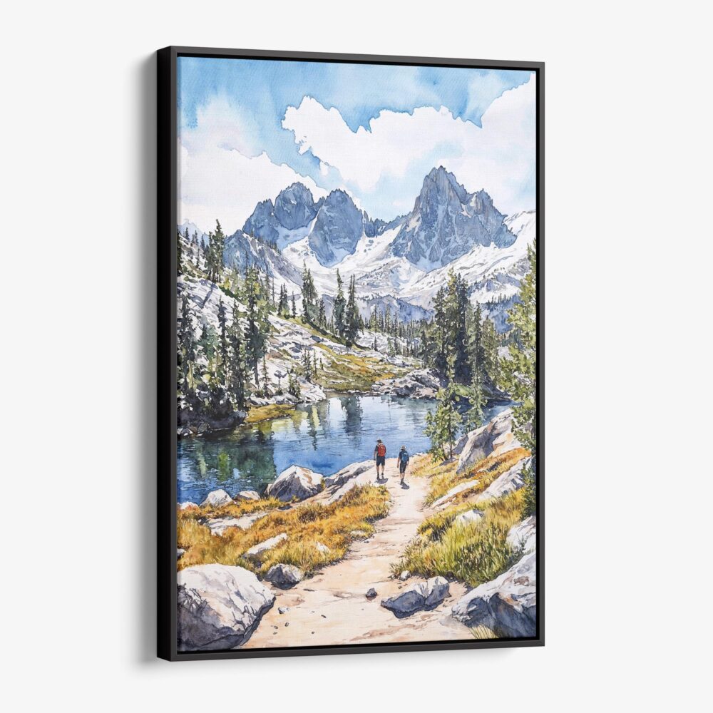 01 - Framed Kings Canyon National Park Watercolor Canvas Print - Vertical - Main.jpg