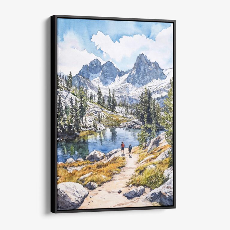 01 - Framed Kings Canyon National Park Watercolor Canvas Print - Vertical - Main.jpg