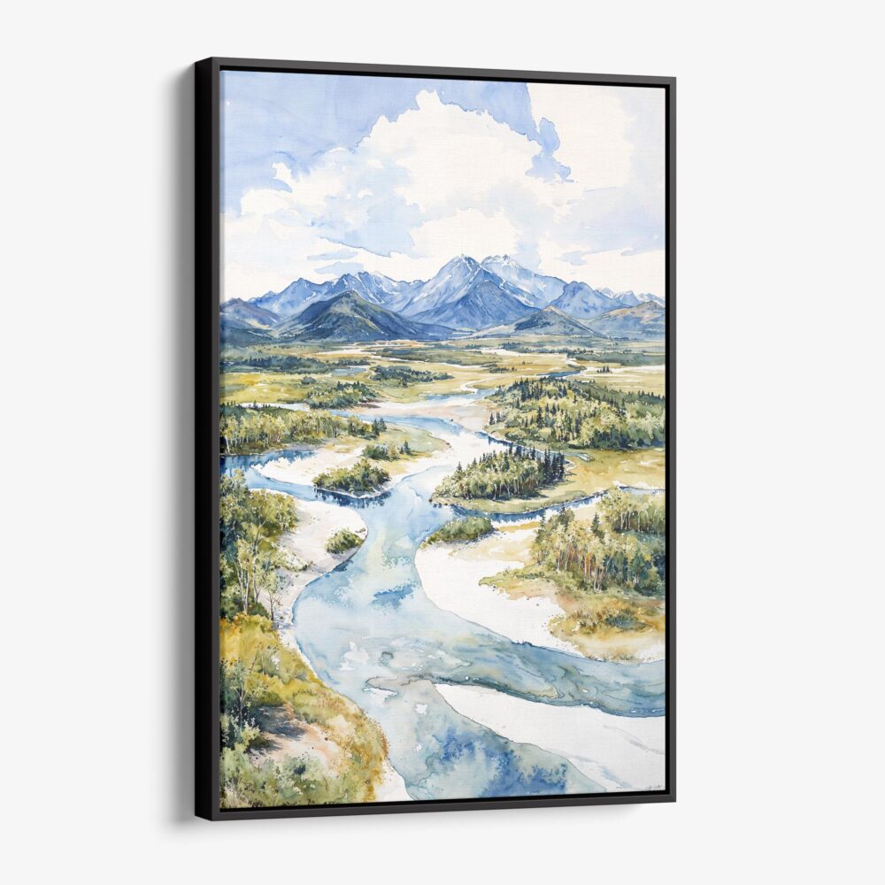 01 - Framed Kobuk Valley National Park Watercolor Canvas Print - Vertical - Main.jpg